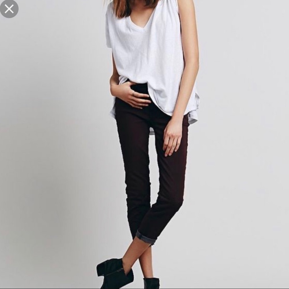 Free People Rolled Crop Skinny - Black